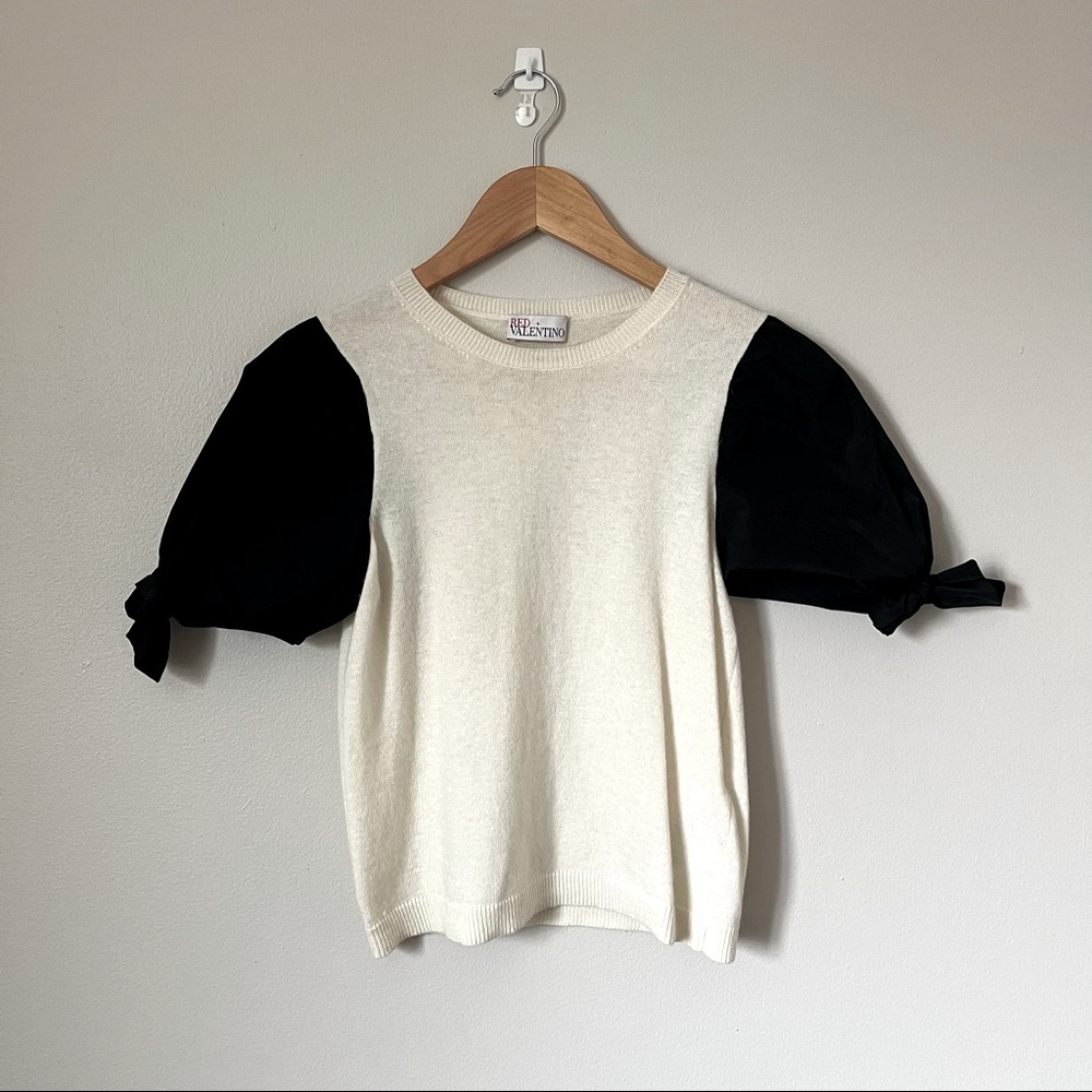 Red Valentino Bow Sleeve Tie Tee Size XSmall